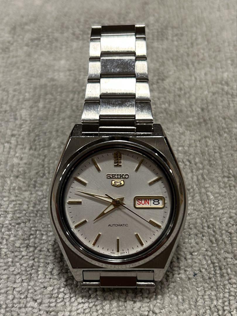SEIKO５ 自動巻き時計 シルバー ホワイト