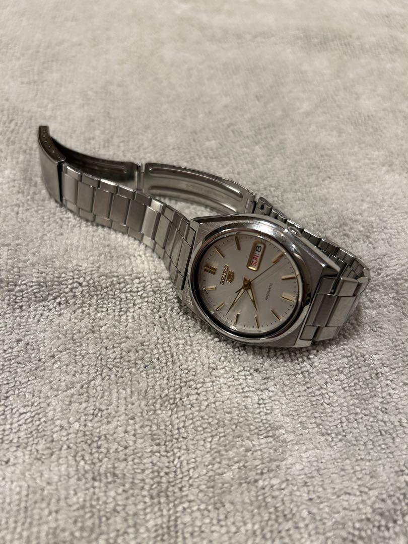 SEIKO５ 自動巻き時計 シルバー ホワイト
