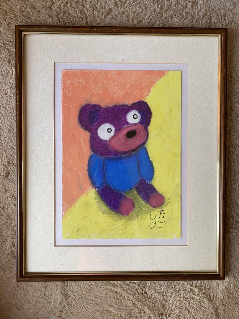 クマのキャラクター パステル画