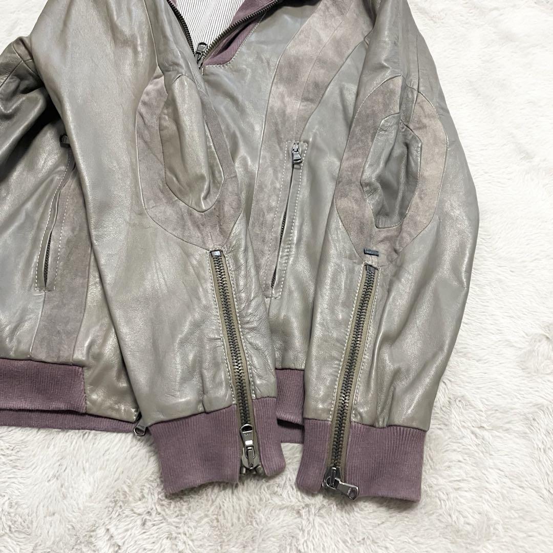 ディーゼル DIESEL ラムレザージャケット 羊革 パーカー グレー ディーゼル DIESEL ラムレザージャケット 羊革 パーカー グレー