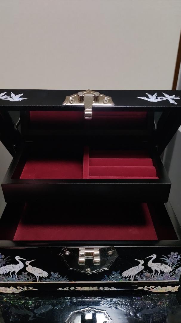 【未使用品】韓国 螺鈿細工 アクセサリーケース ジュエリーボックス 鏡付き