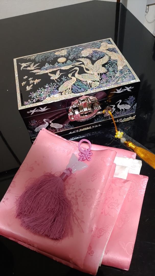 【未使用品】韓国 螺鈿細工 アクセサリーケース ジュエリーボックス 鏡付き