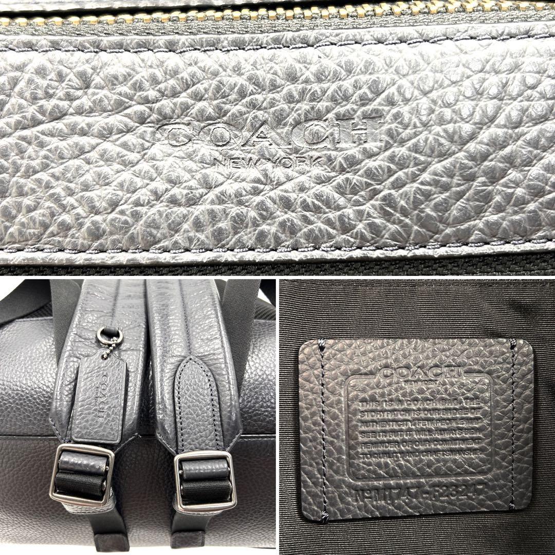 【美品】コーチ リュック バッグパック 2層式 レザー ロゴ メンズ ネイビー 画像11