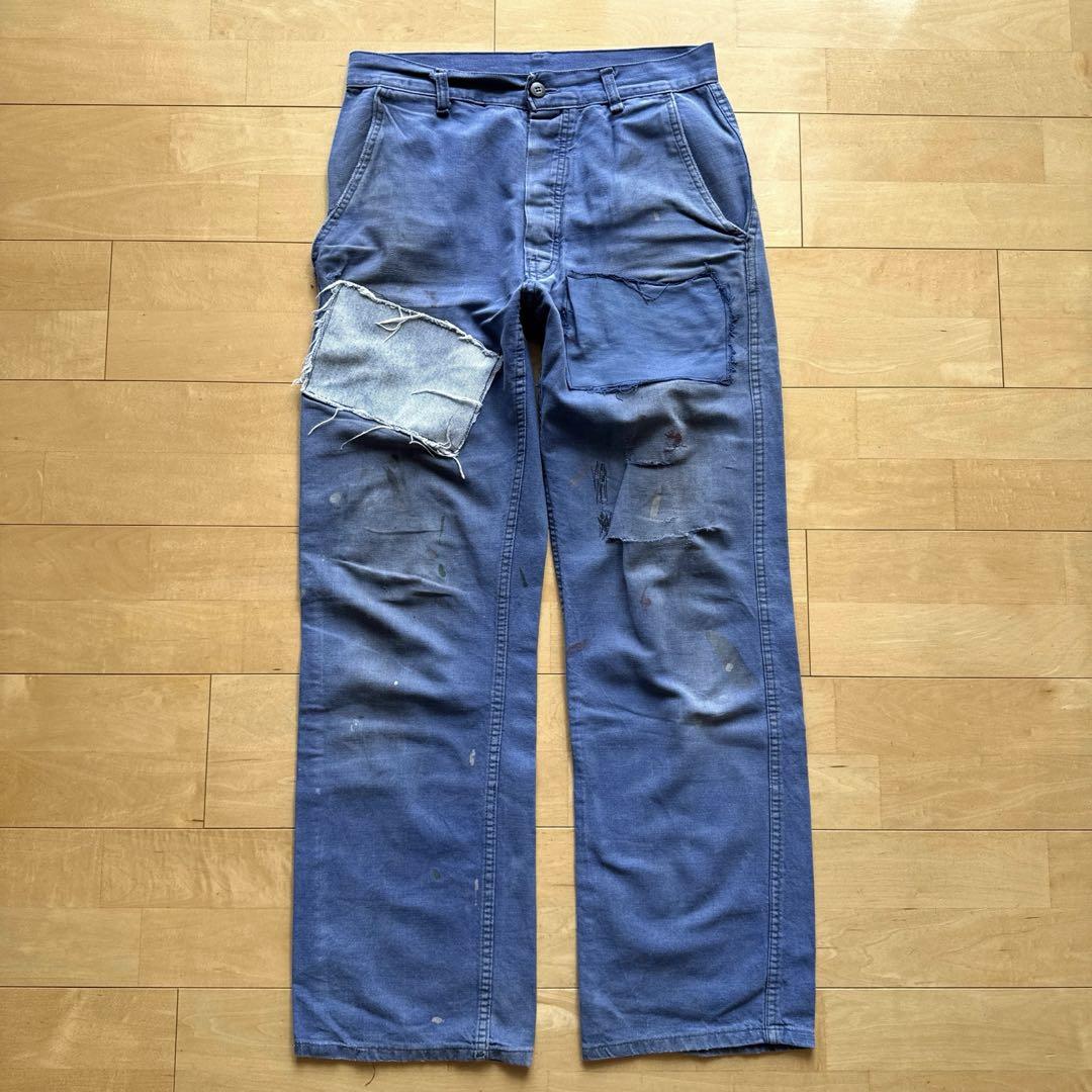 EURO ヴィンテージ モールスキン　パッチワーク　パンツ　ボロ　50sパンツ