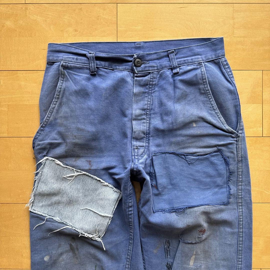 EURO ヴィンテージ モールスキン　パッチワーク　パンツ　ボロ　50s