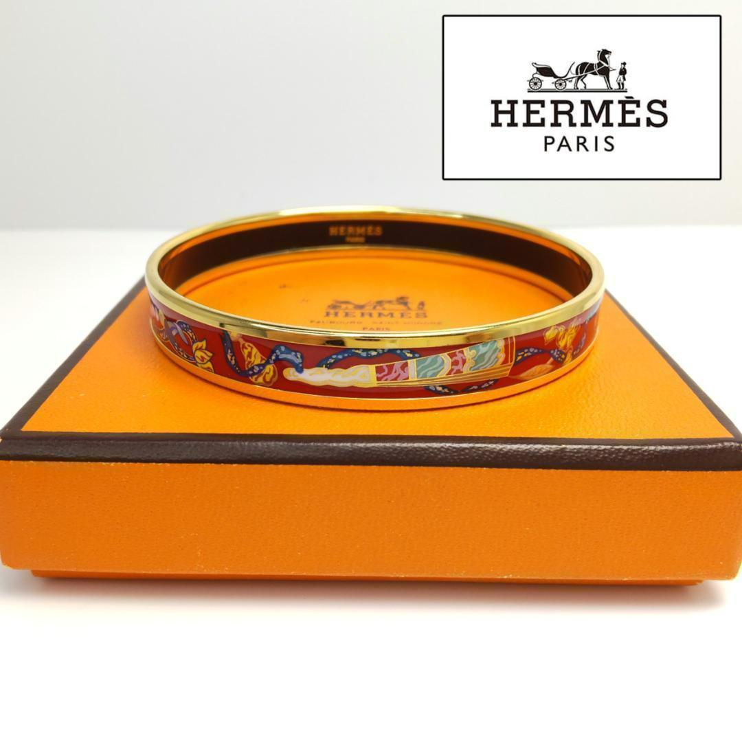 サイズ美品 HERMES エマイユ バングル PM ブレスレット ブルー 七宝焼き