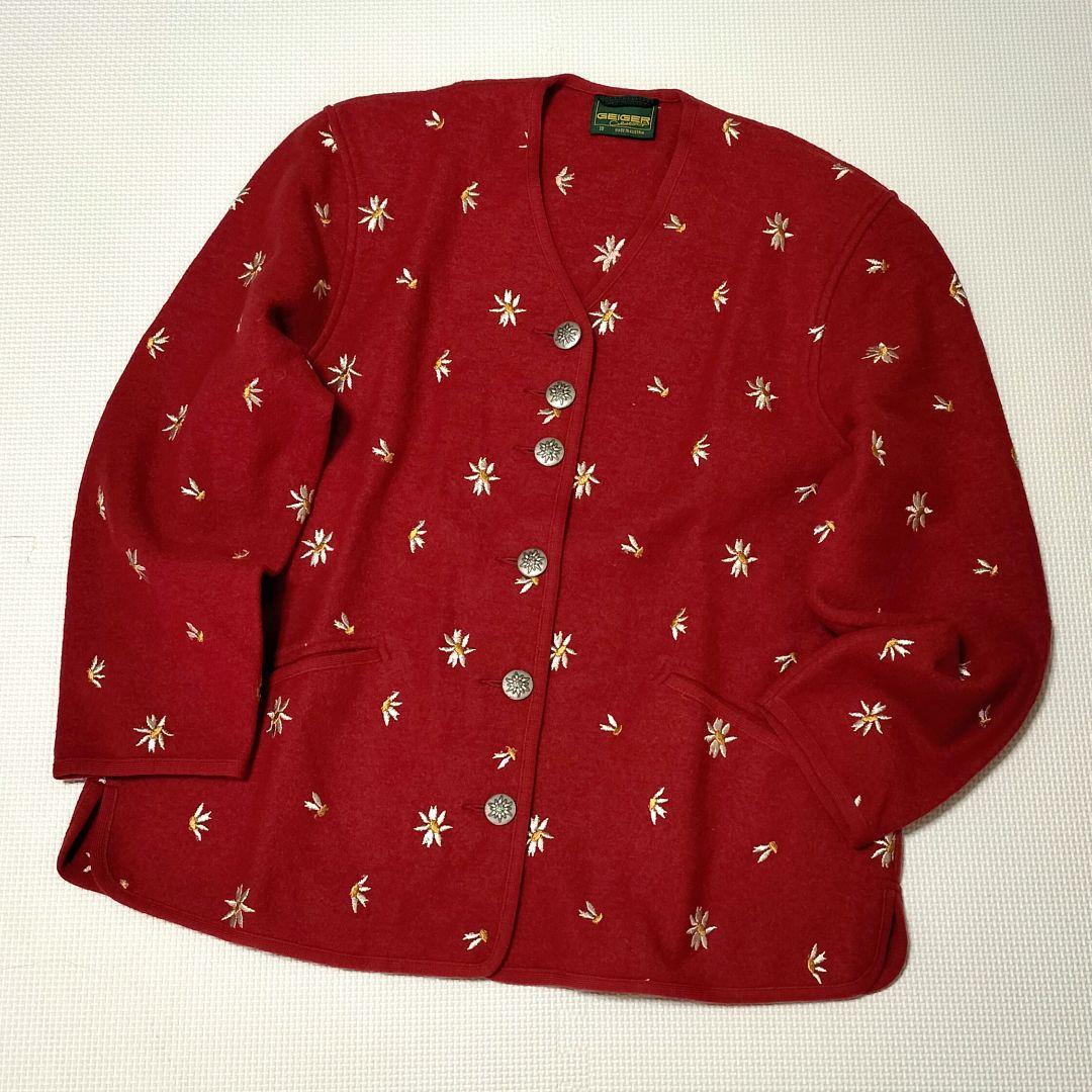 GEIGER フラワー刺繡 オーストリア製 チロリアン ウール ジャケット 花柄 GEIGER フラワー刺繡 オーストリア製 チロリアン ウール ジャケット 花柄