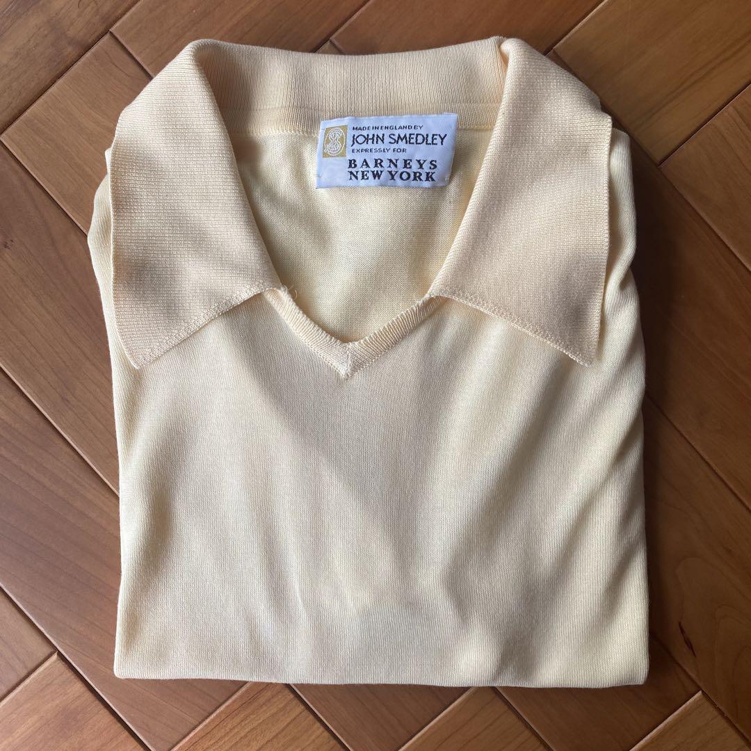 【美品】JOHN SMEDLEY 半袖ニットポロ イエロー スキッパー 80s