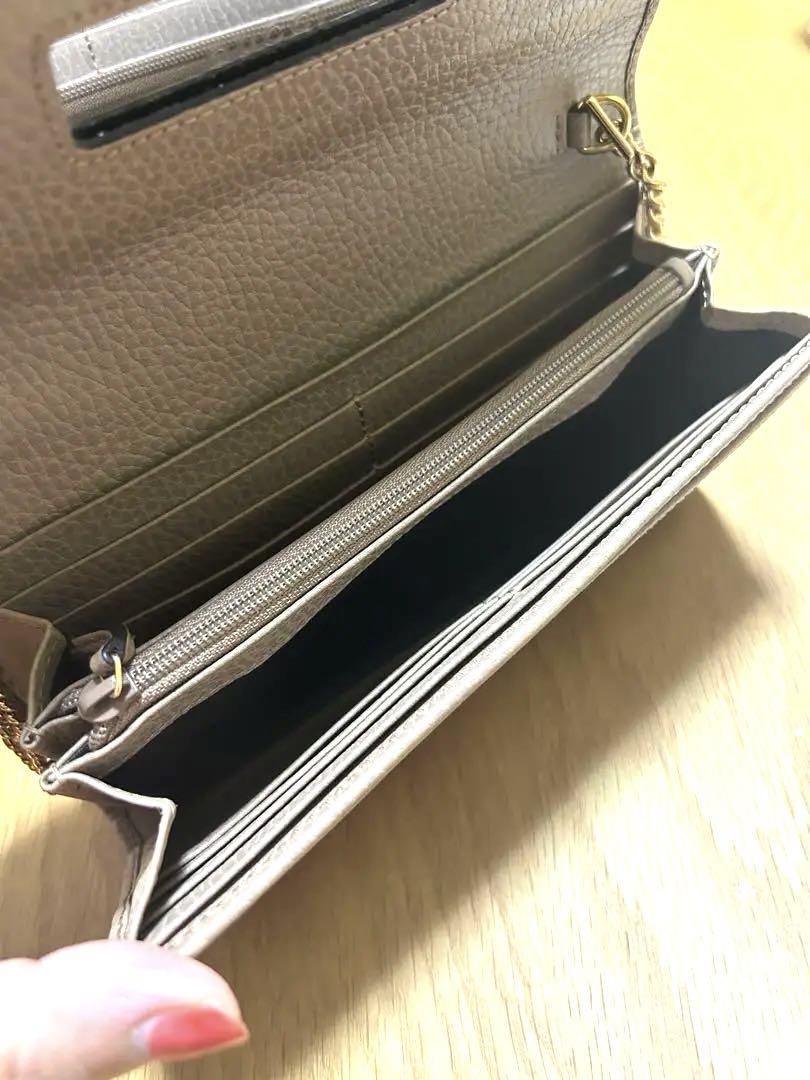 GUCCI マーモント　チェーンウォレット　ピンクベージュ