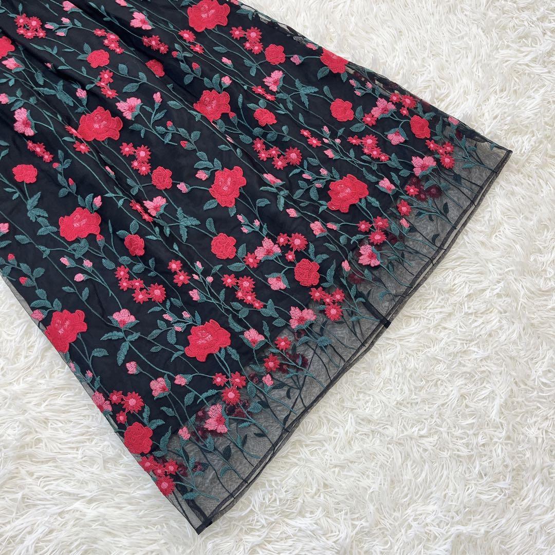 美品♡グレースコンチネンタル フラワー刺繍ロングワンピース ロング レース 花柄