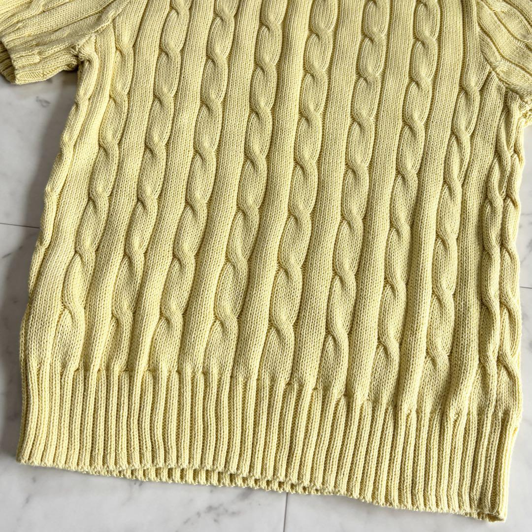 美品 ポロラルフローレン ケーブル ニット 半袖 イエロー L 大きめ QR