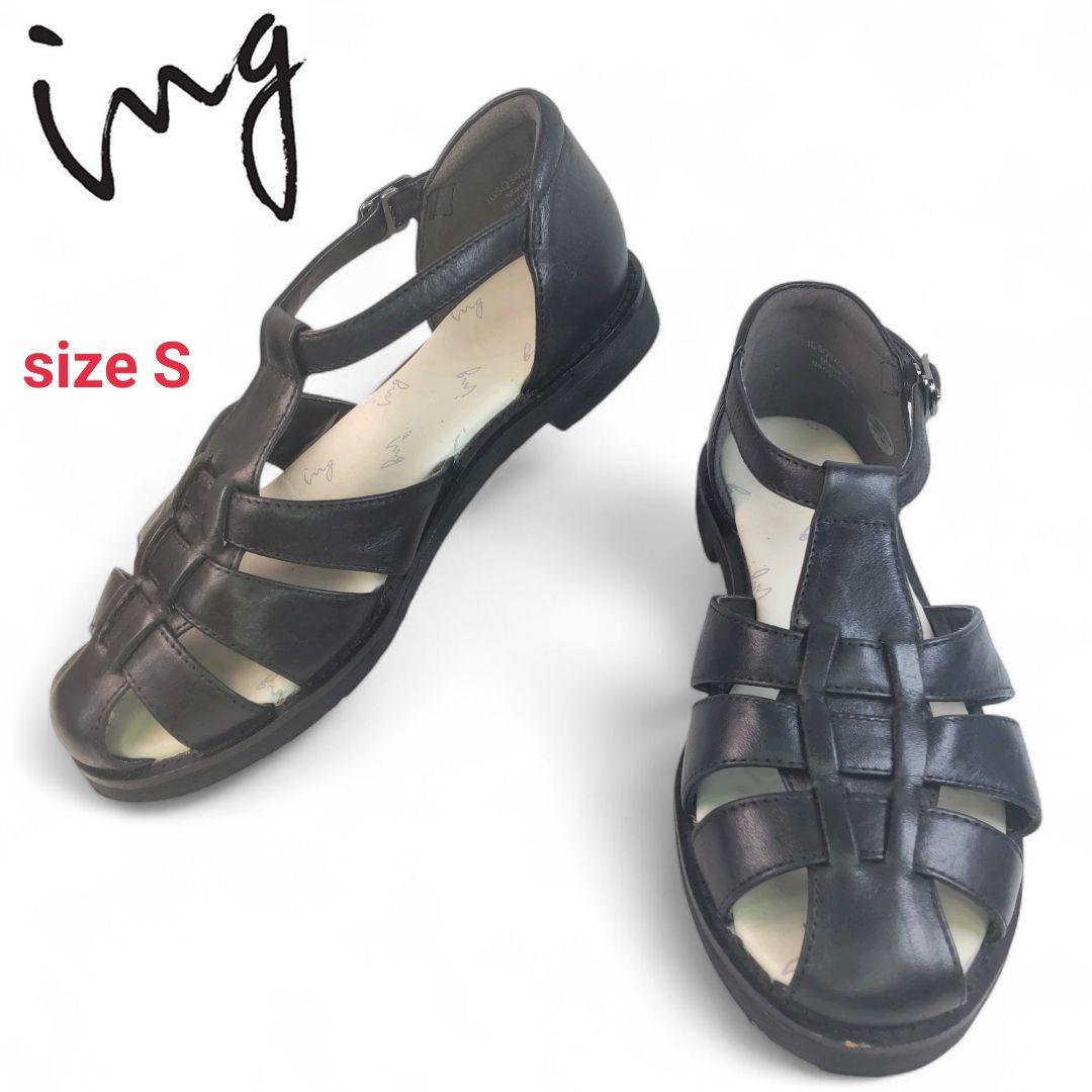 【ing/イング】極美品 レザー グルカ サンダル コンフォート 黒 S