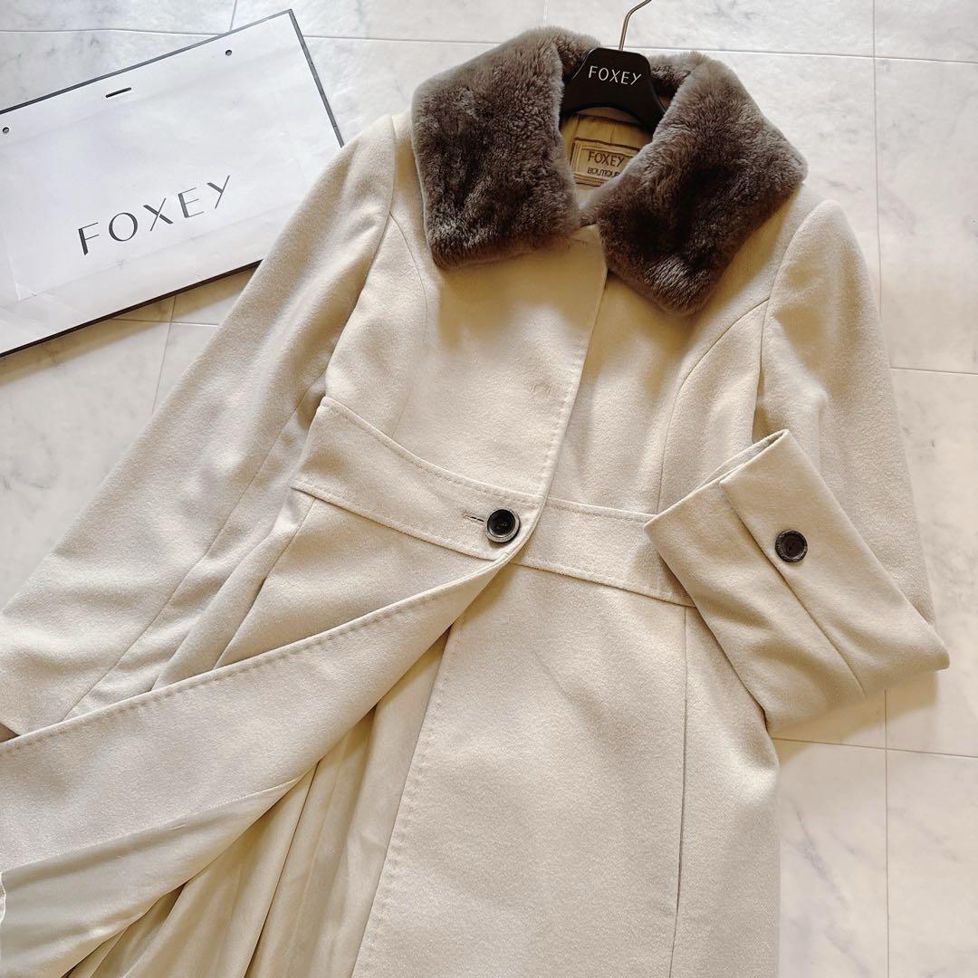 極美品✨フォクシー 定価34万 カシミヤ100% コート ノワゼット