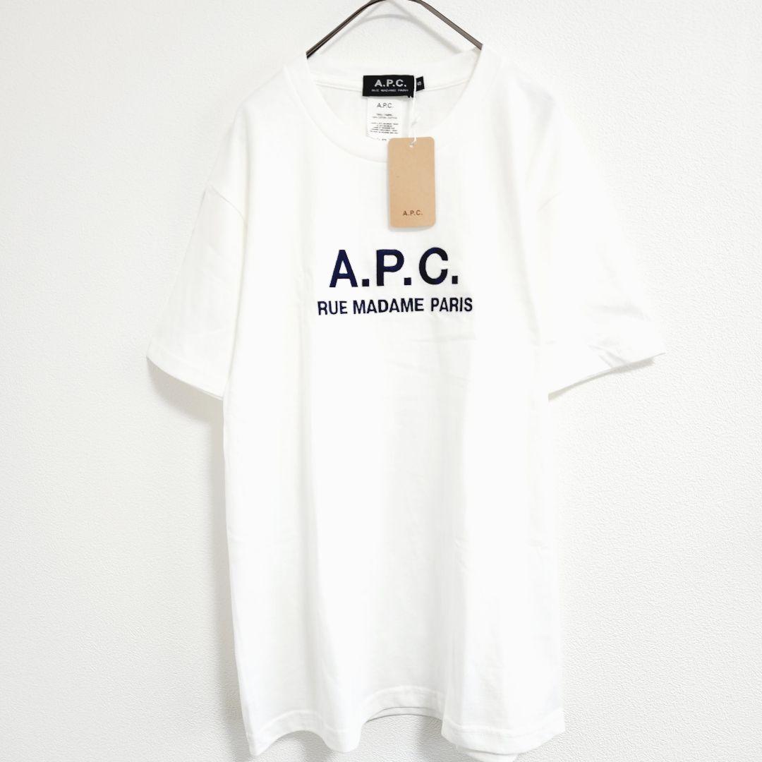 新品未使用】APC アーペーセー ロゴ 刺繍 Tシャツ ホワイトS