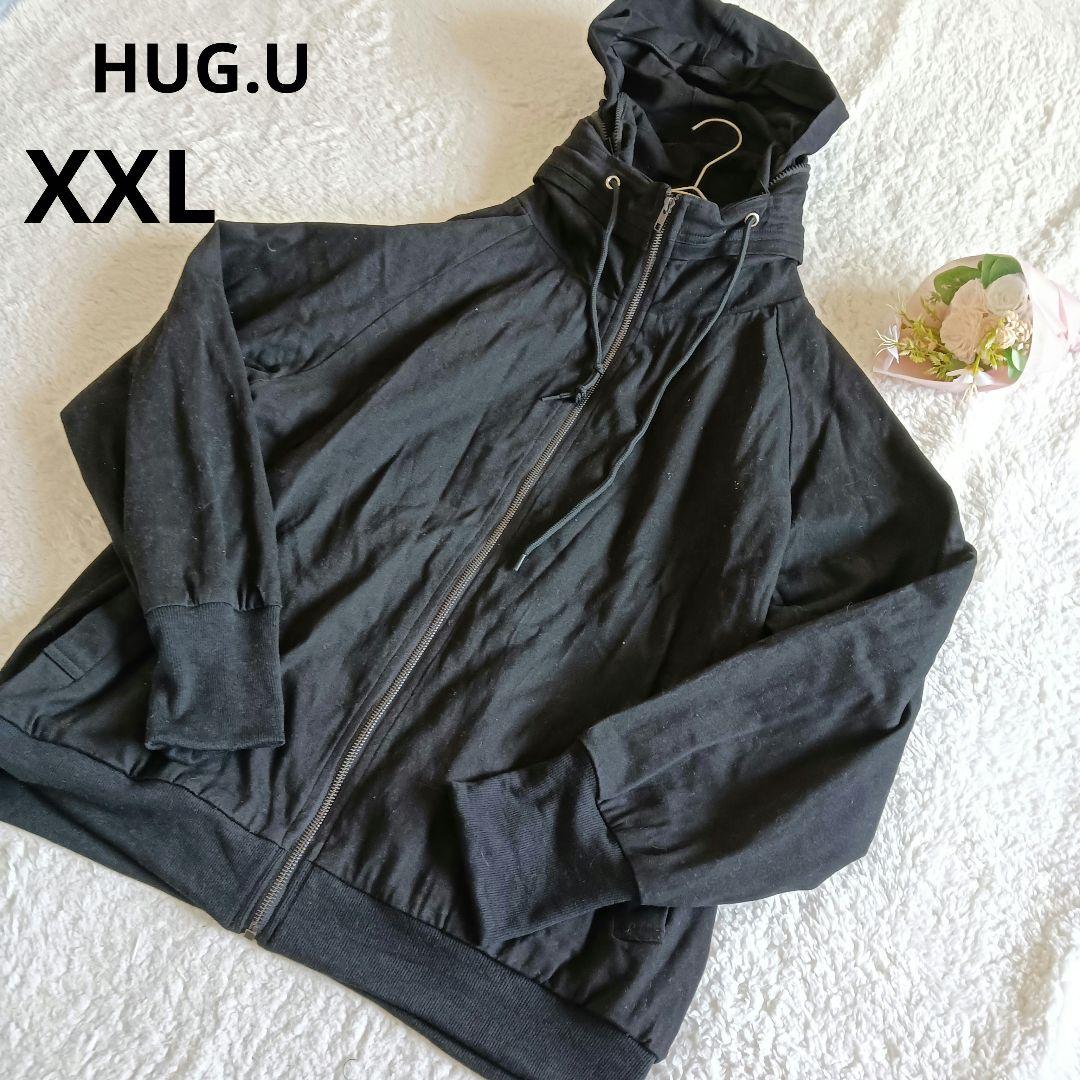 HUG.U ハグユー ジャンパー ブルゾン 綿 黒 無地 アウター 防寒/XXL