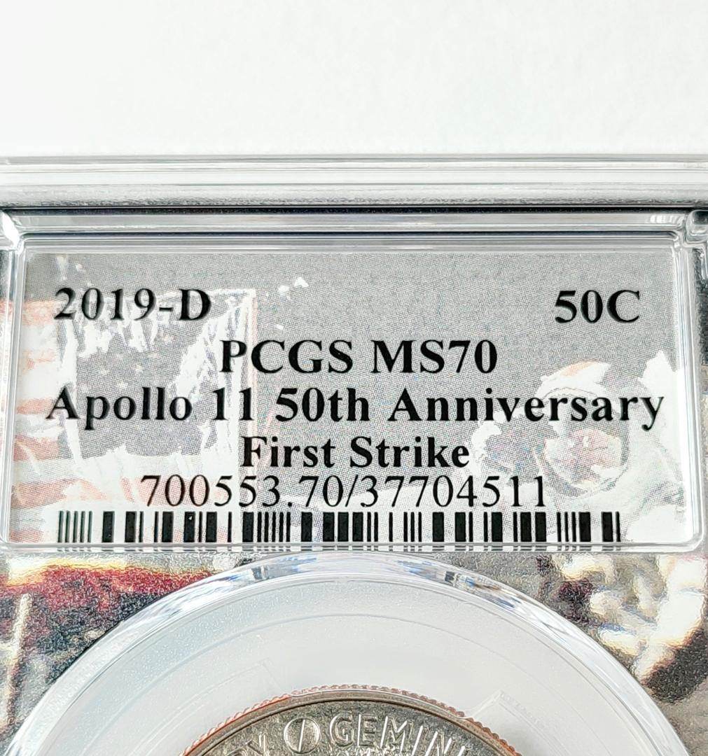 ☆激レア☆2019年アポロ11☆50周年記念☆MS70☆銀貨☆50c☆PCGS