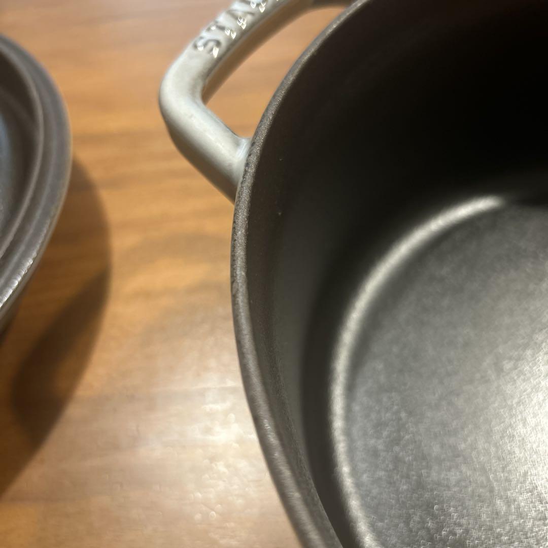 F*可様 staub ストウブ ココット ラウンド グレー24cm