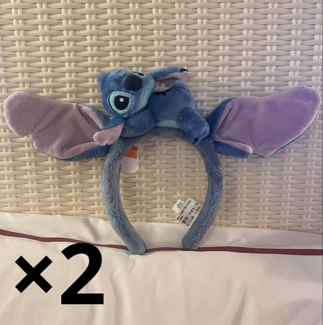 香港ディズニー　スティッチぬいぐるみカチューシャ　4こセット