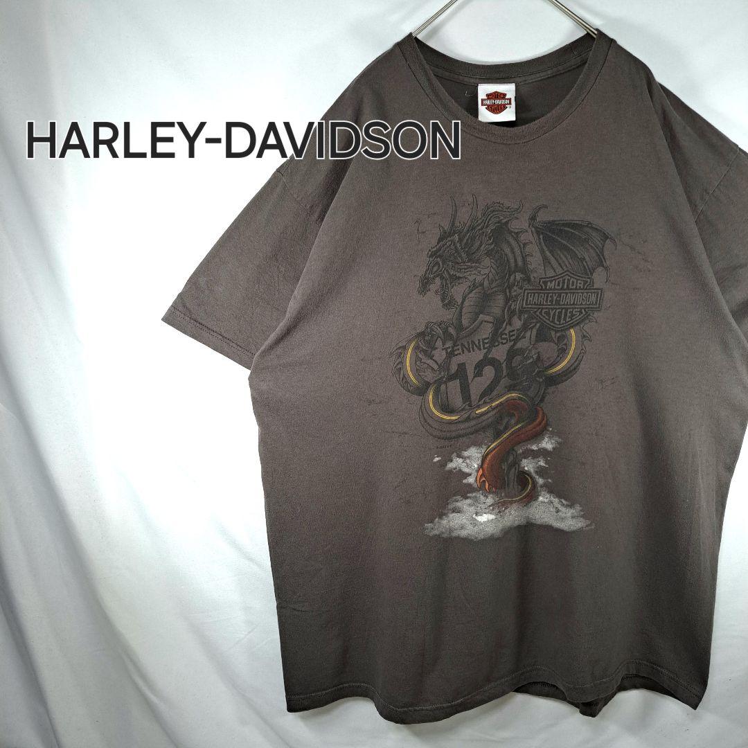 【美品】HARLEY-DAVIDSON　ハーレダビットソン　両面プリント　龍