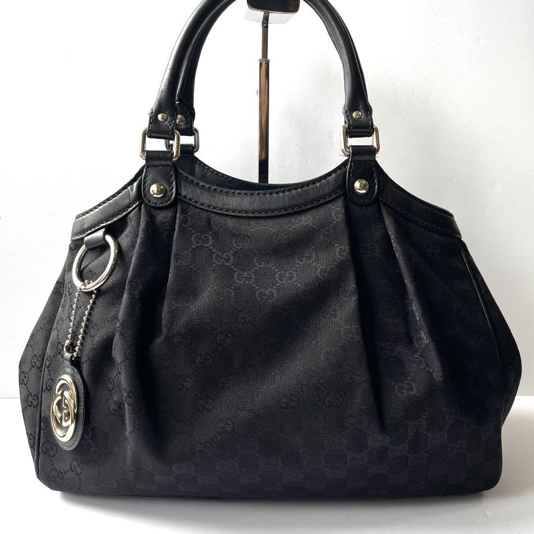 極美品 GUCCI キャンバス トートバッグ GG柄 肩掛け ブラック 黒 g630923kwt7n1060-1.jpg