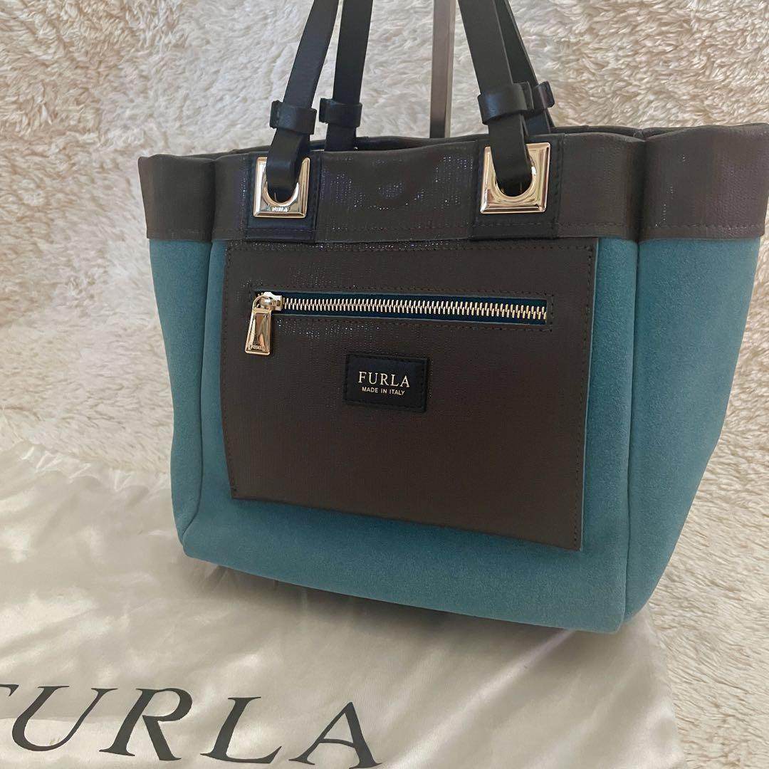 ✨極美品✨FURLA フルラ バック ハンドバッグ レザー×スエード