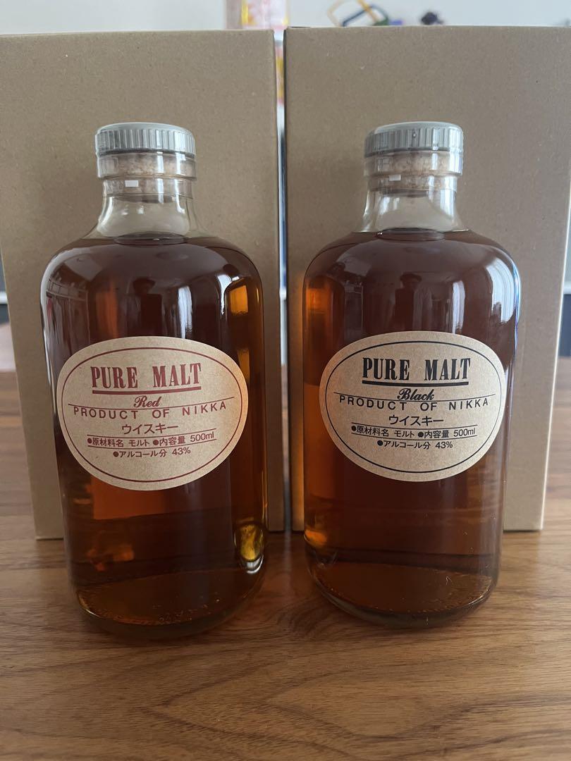 y*y様 NIKKA ピュアモルト 500ml 43%2本セット Amazon.co.jp: ニッカ ピュアモルト ブラック＆レッド 500ml 2本