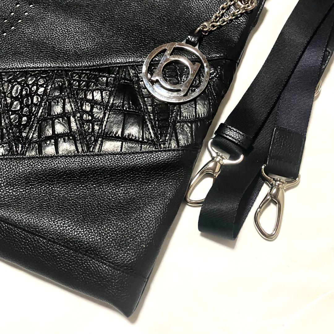 ★美品★BEAUGRAND JRA認定 黒　本革レザー×クロコ 2wayバッグ