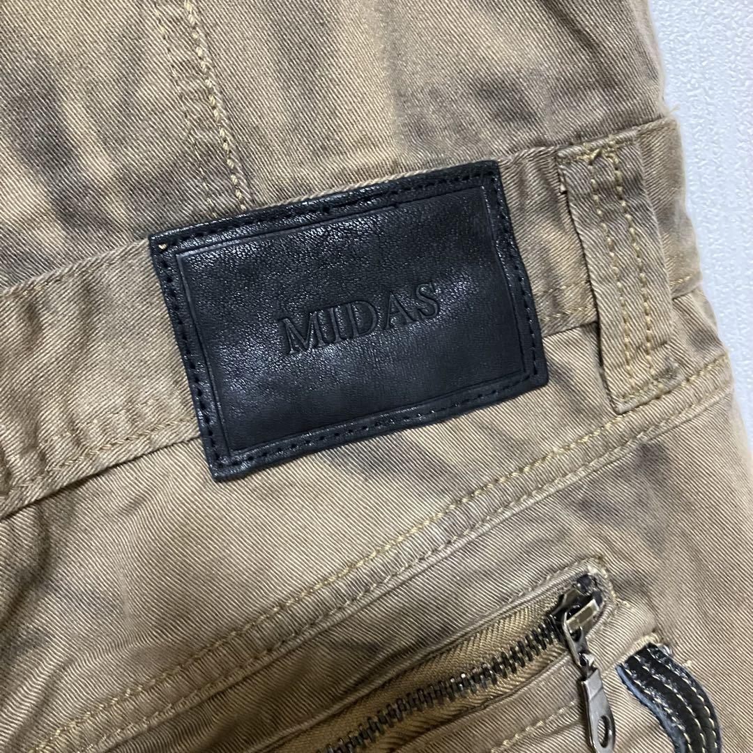 新品 MIDAS ミダス つなぎ オールインワン 綿×レザー 46 メンズ 加工