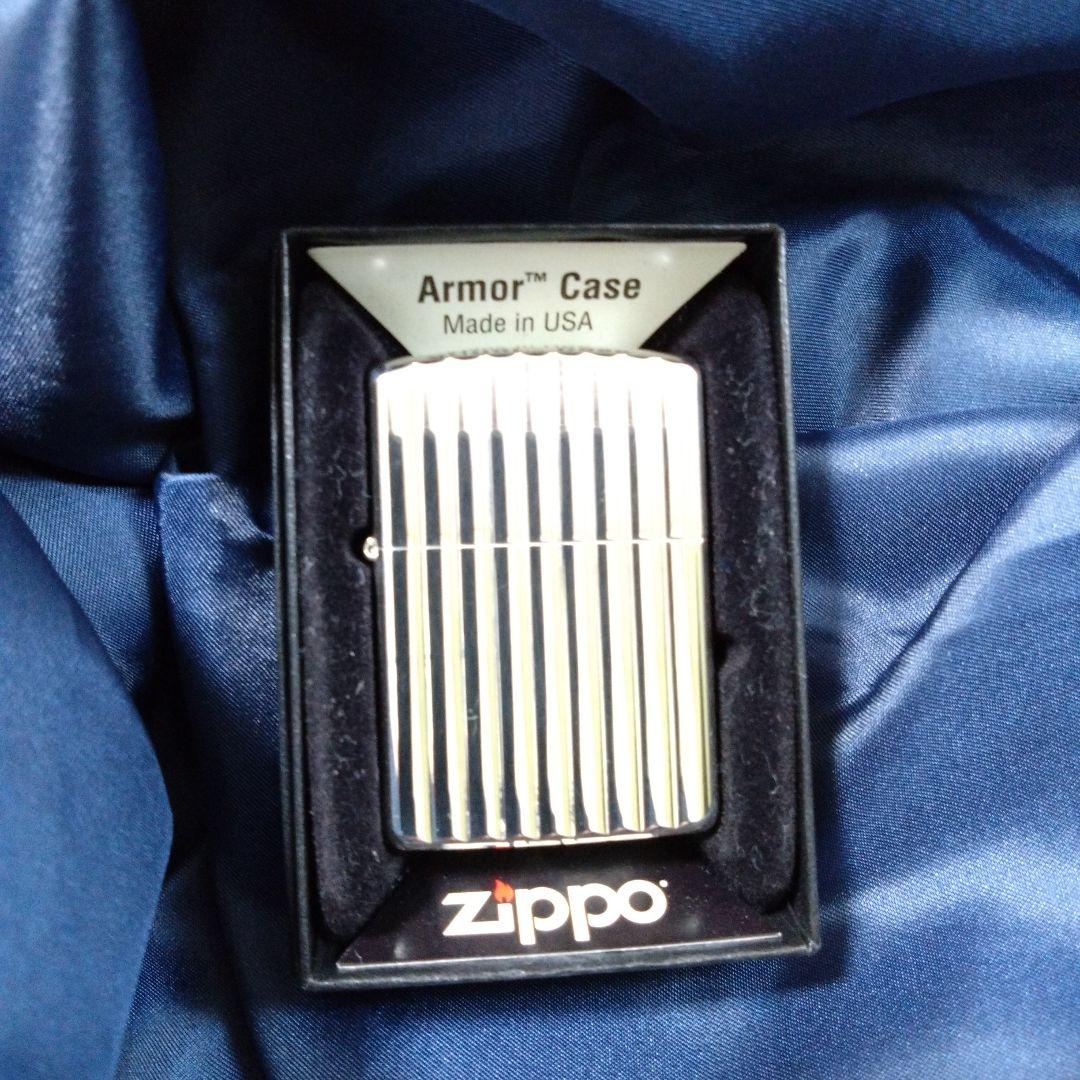 zippoアーマー　シルバーメッキ　両面カマボコカット