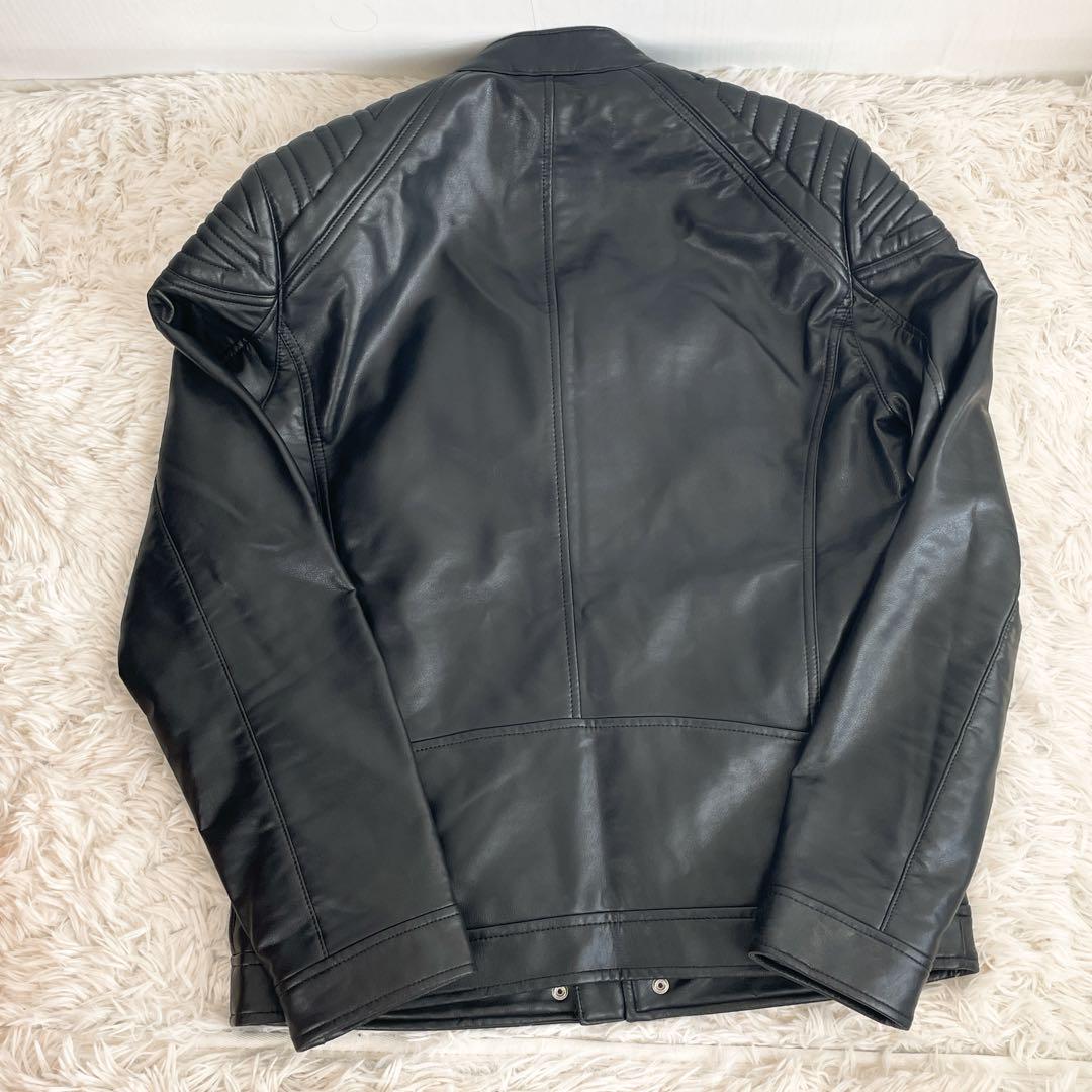 ZARA フェイクレザージャケット ブルゾン Lサイズ ジップ シングル