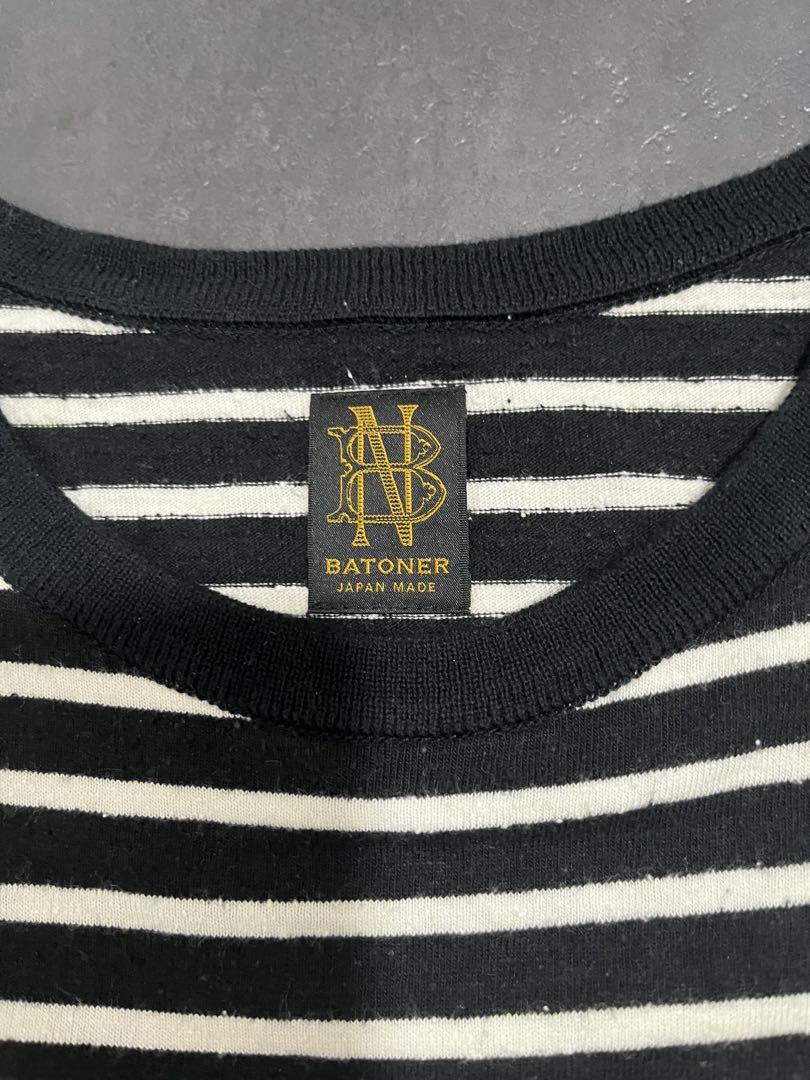 BATONER × ADAM ET ROPÉコットンシルクボーダーロンT
