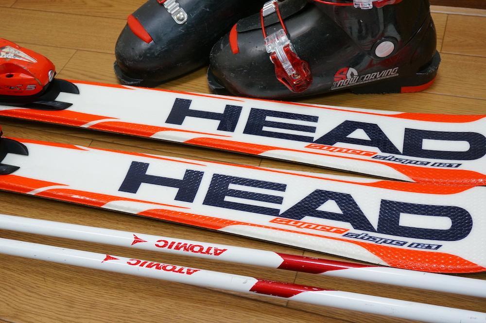 メンテ済 127cm 靴23cm HEAD 子供用スキーセット 中古 (130)