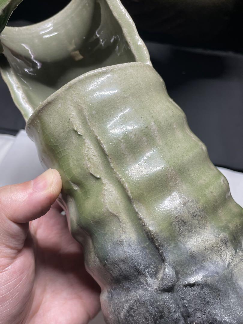 美濃焼。名作家。山田 正和。花器。超美品。舊家蔵出し。茶道具。華道具。希少品。 美濃焼。名作家。山田 正和。花器。超美品。舊家蔵出し。茶道具