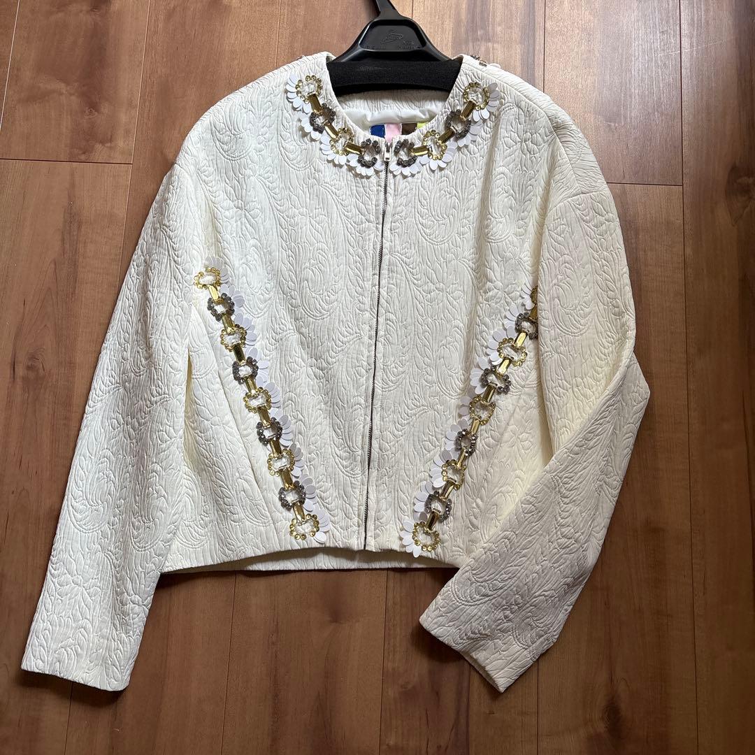 MSGM ノー ジャケット ビジュー付き ホワイトL MSGM