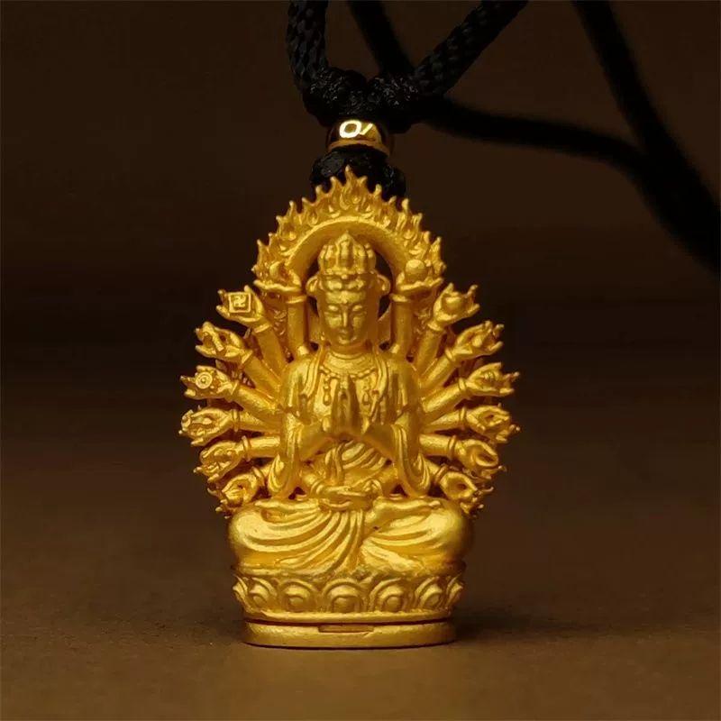 銅 細工 千手観音仏像仏 守護仏ペンダント 招財 開運 装飾品 工芸品