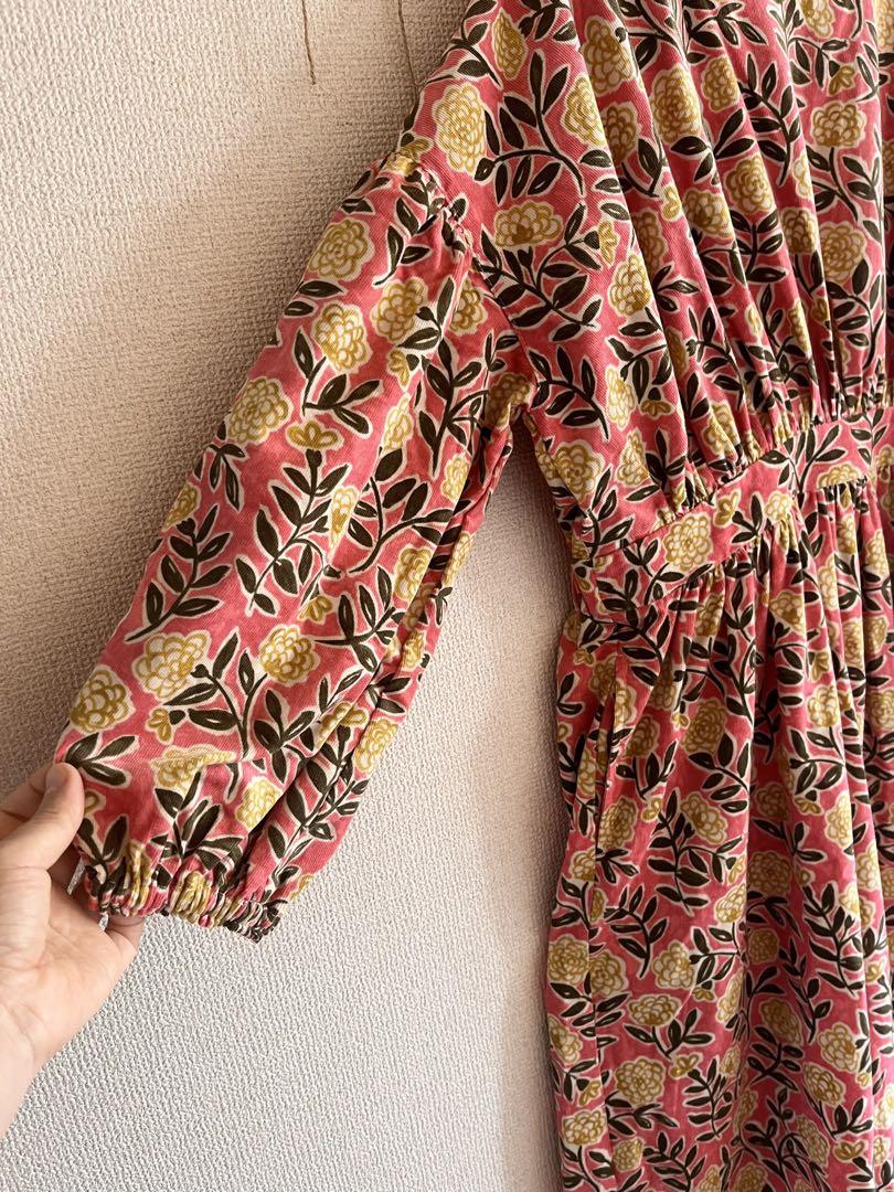 LIBERTY リバティ　ハンドメイド　ワンピース　ミニフリーズ　コール天 LIBERTY リバティ ハンドメイド ワンピース ミニフリーズ コール天
