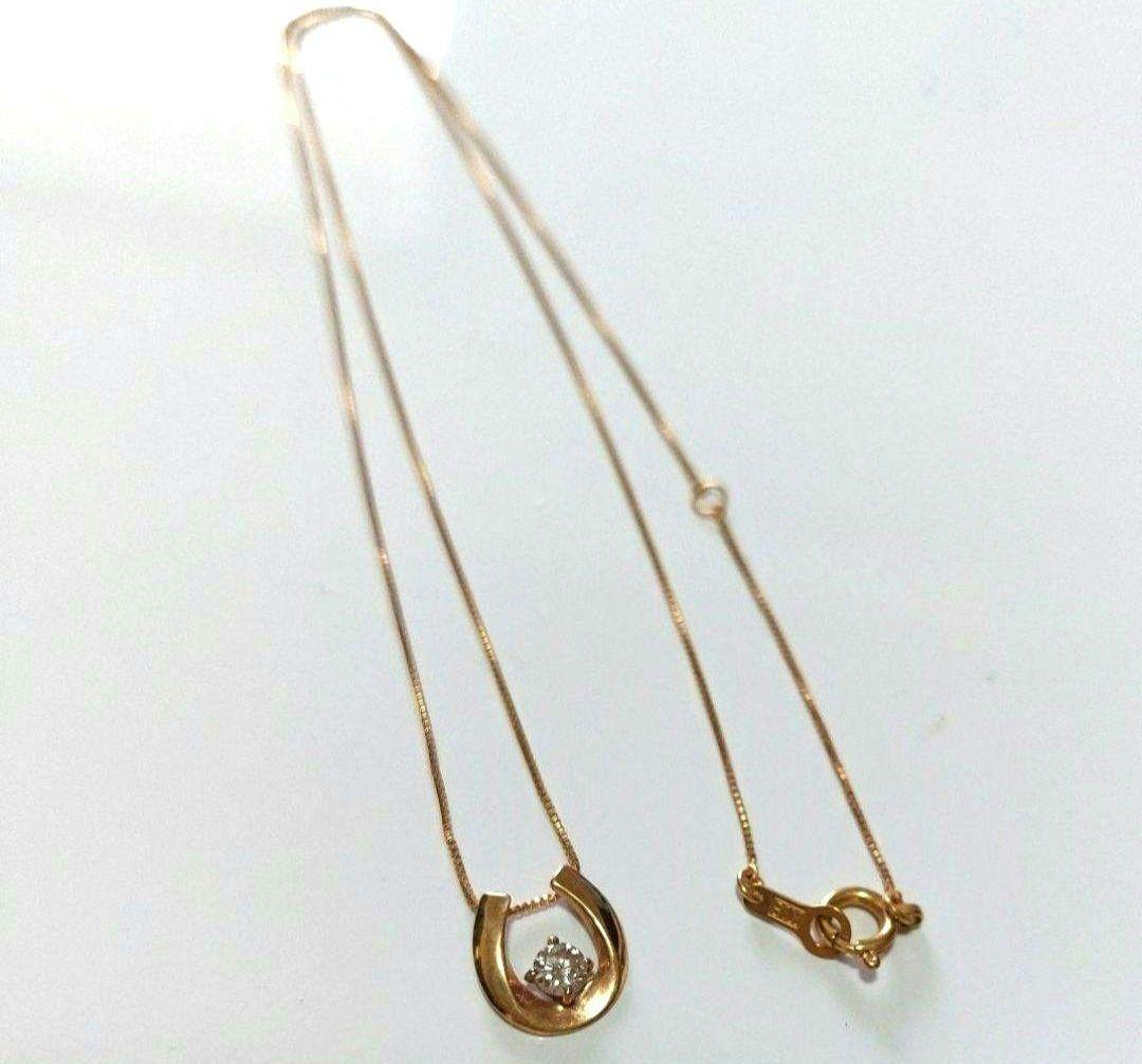 K181Pダイヤモンド 0.1ct 馬蹄 ネックレス　1.3g　アンティーク