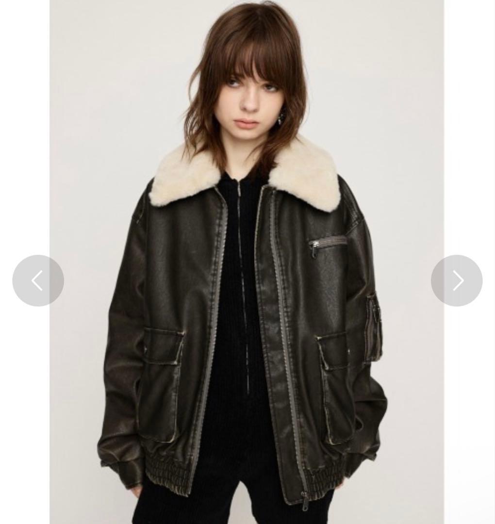 中 SLY VINTAGE F LEATHER S ブルゾン ブラック SIZE SLY