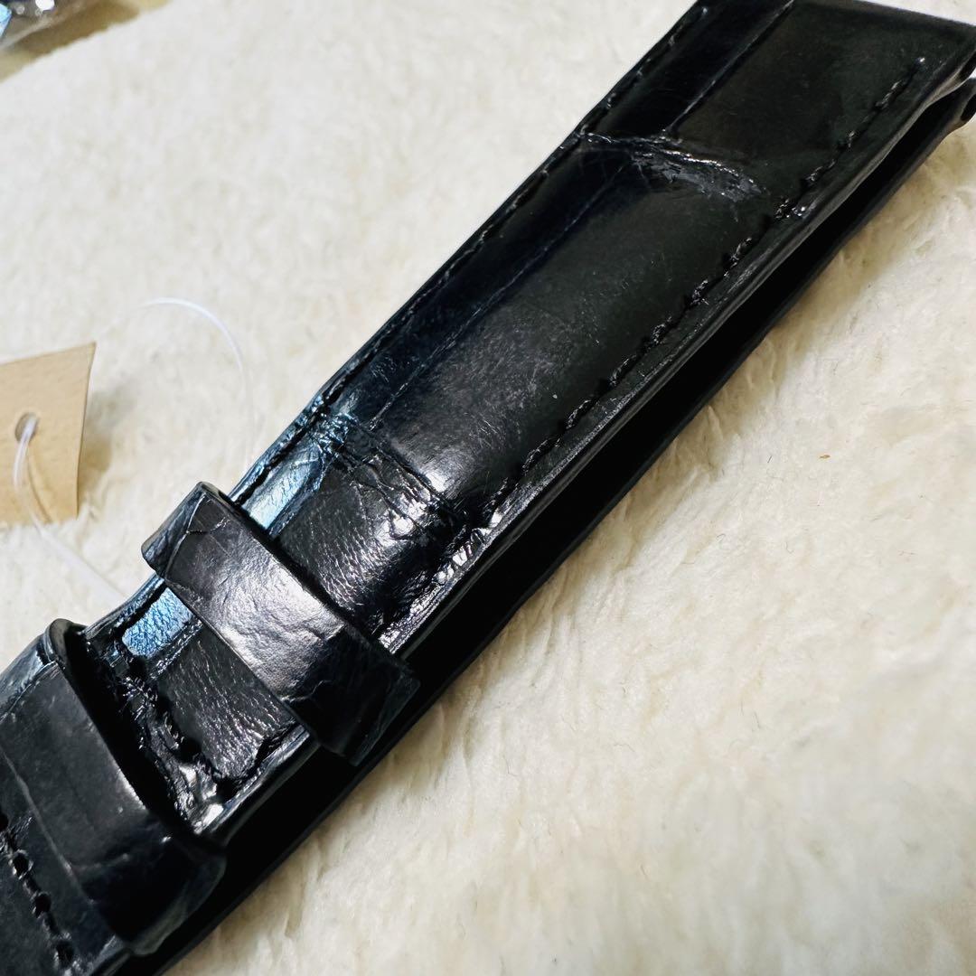1470#18mm-16mmブラック★本物クロコダイル腕時計用ベルト