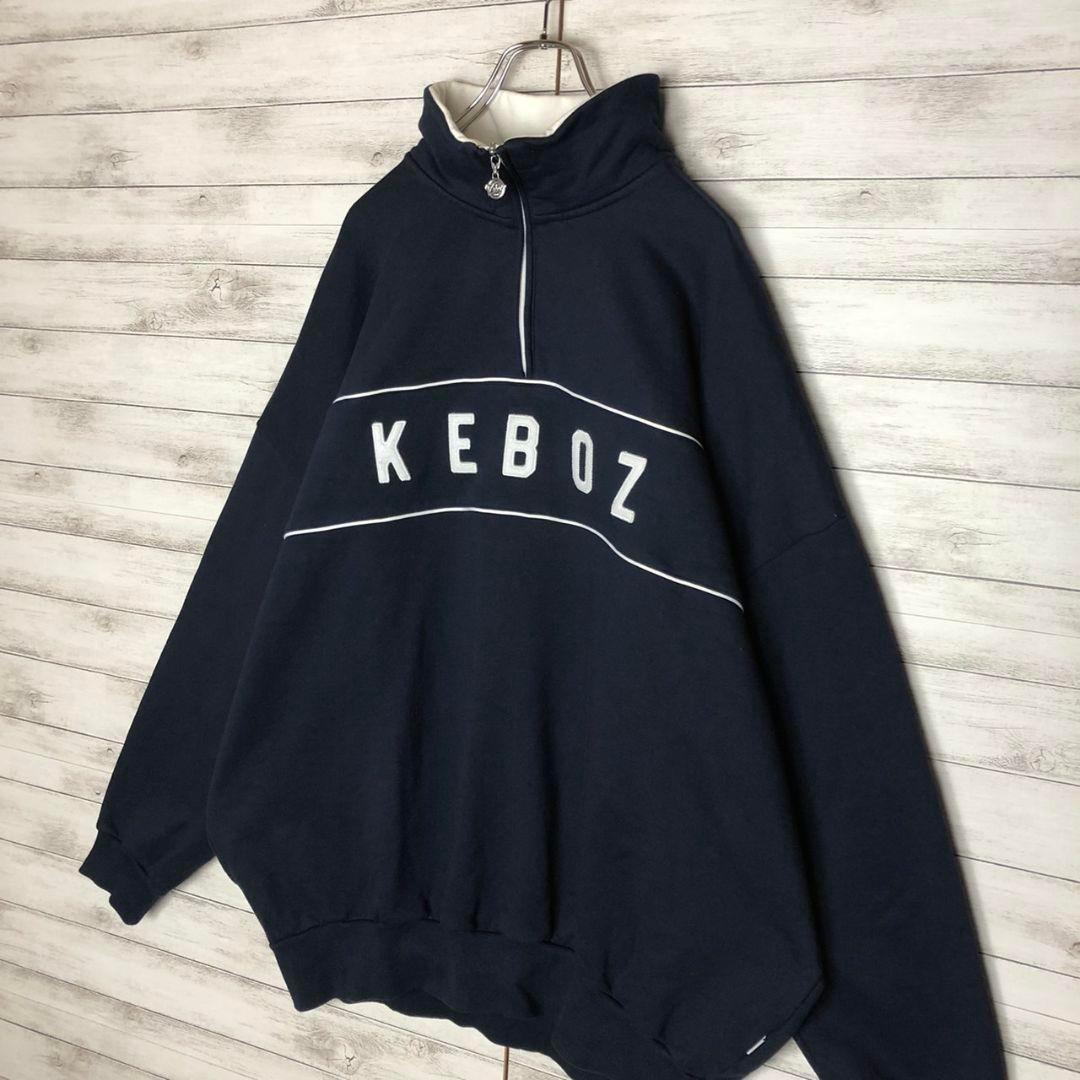 【ビッグシルエット☆人気L】Keboz ケボズ 刺繍 ハーフジップ スウェット