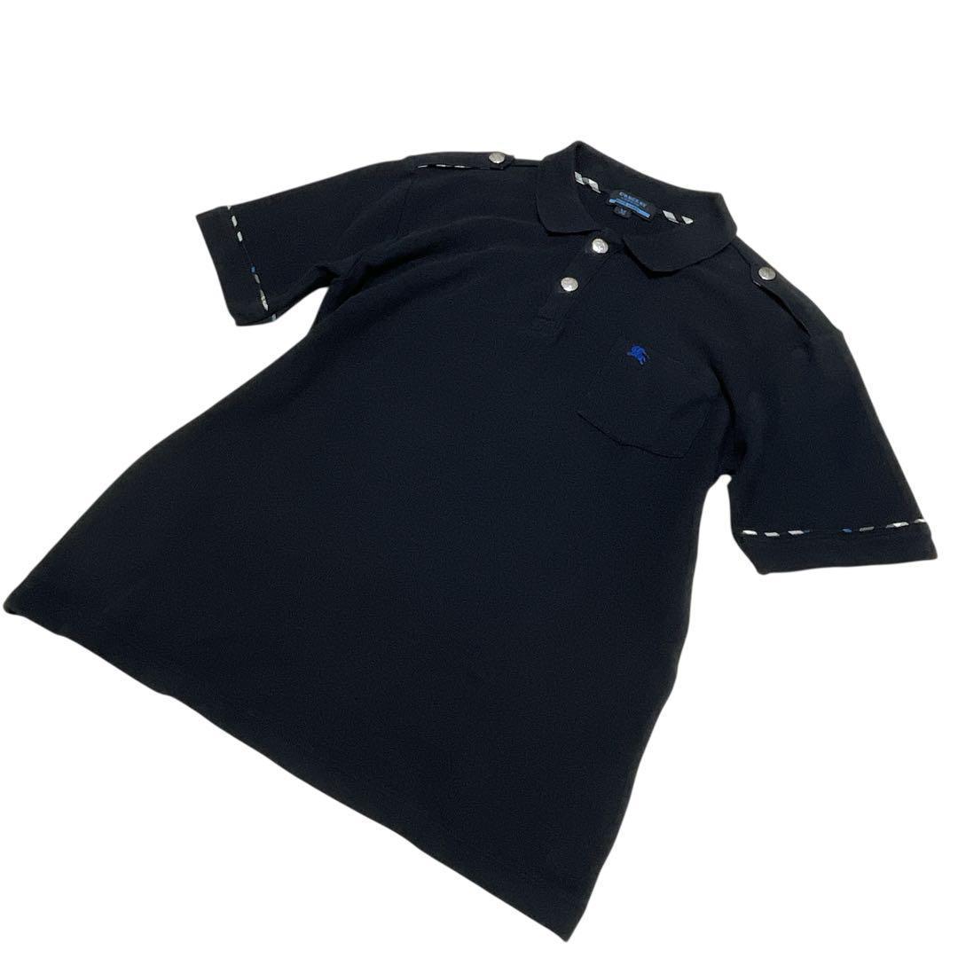 美品BURBERRY BLUE LABEL ポロシャツ 銀ボタン シャドーホース