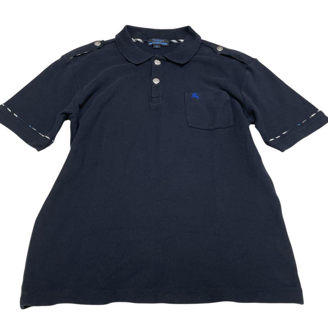 美品BURBERRY BLUE LABEL ポロシャツ 銀ボタン シャドーホース