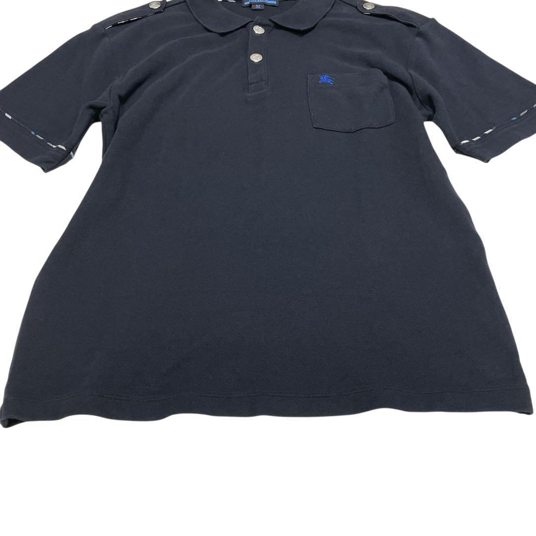 美品BURBERRY BLUE LABEL ポロシャツ 銀ボタン シャドーホース