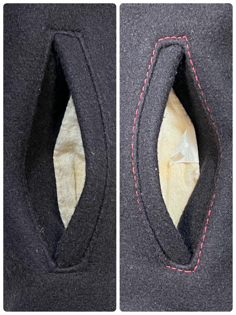 美品 希少 Schott メルトン Pコート 赤ステッチ キルティング 黒 M