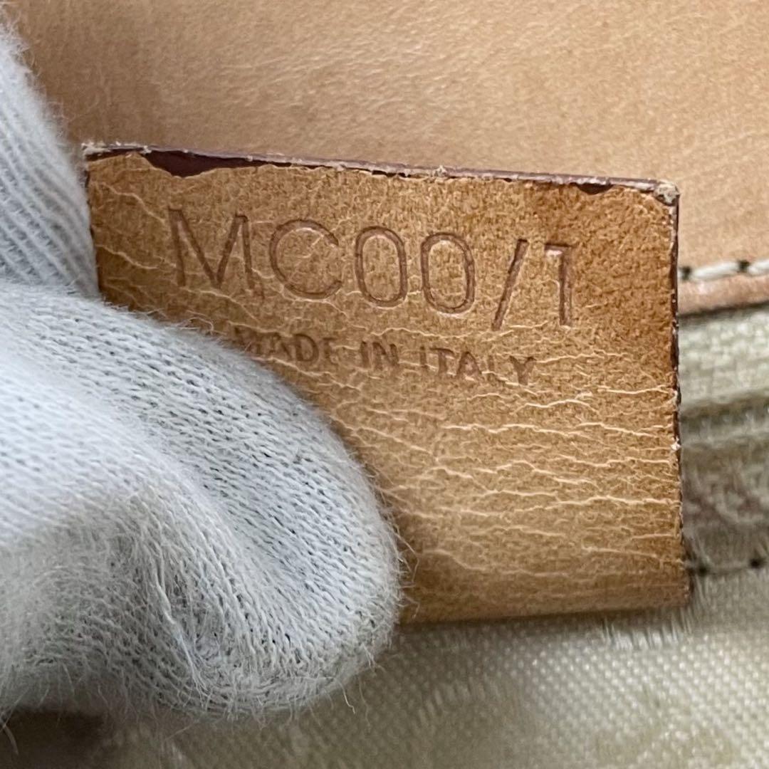 美品 CELINE スエード ショルダーバッグ C マカダム ロゴ型押し 青