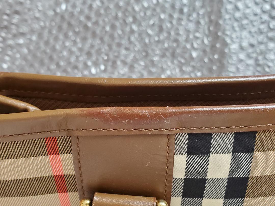バーバリーミニハンドバッグ チャーム付 ブラウン ノバチェック シャドーホース BURBERRY バーバリー ノバ チェック シャドーホース ミニ