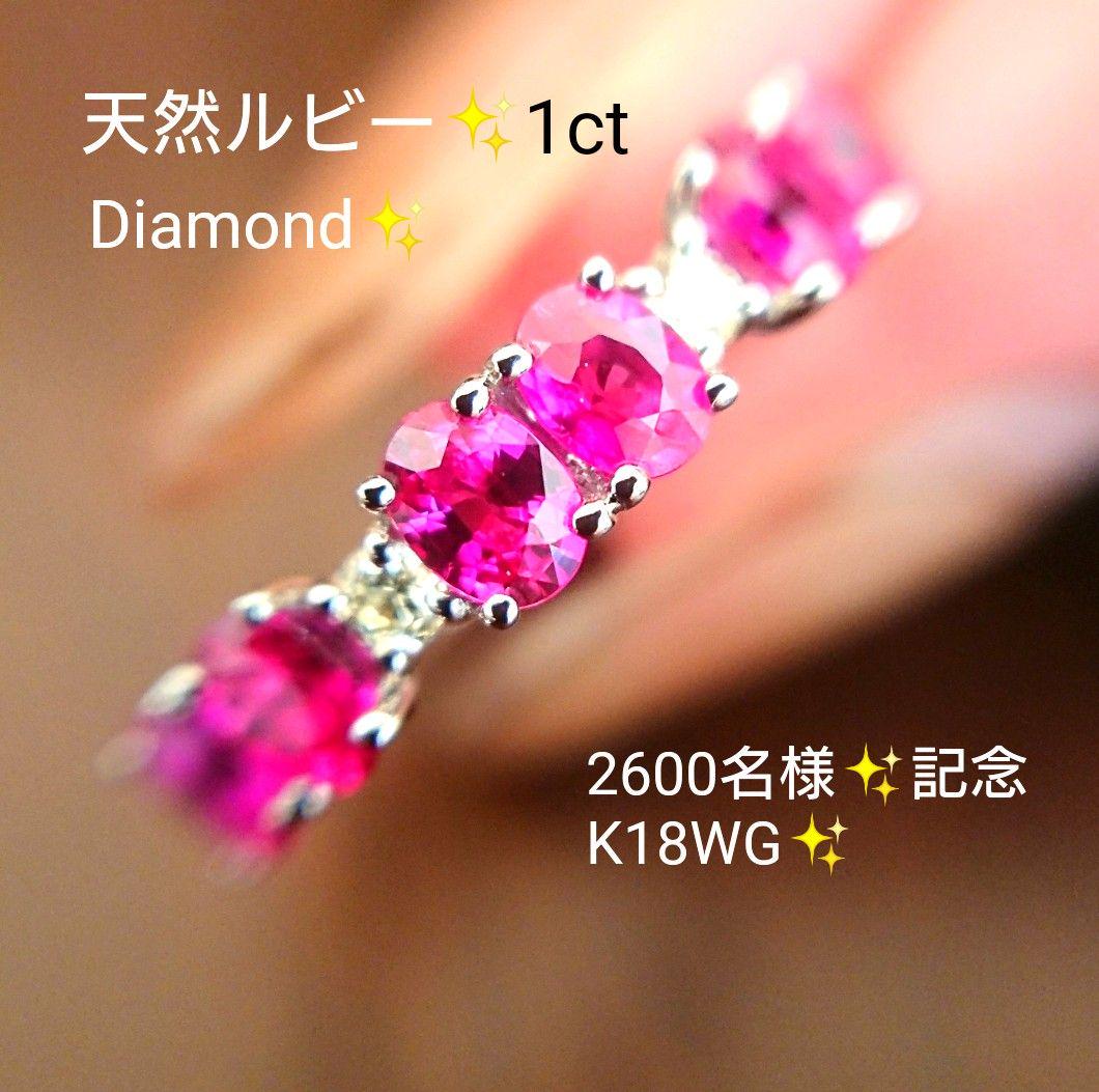 憧れの もも様専用✨ルビー 1カラット✨ダイヤモンド リング K18WG 11 く日はお得♪ €007様専用 リング