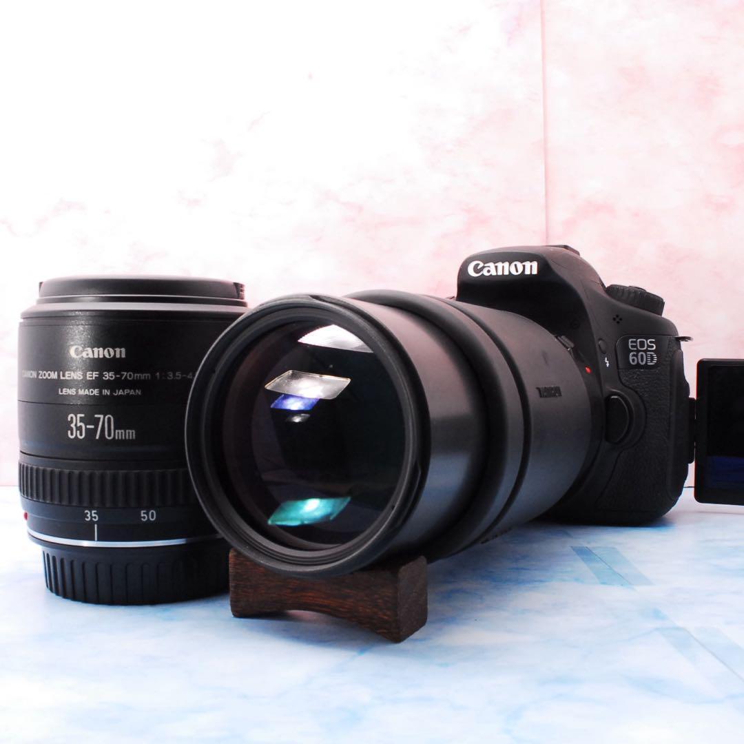 Canon EOS 60D★超望遠レンズ付Wレンズ★一眼レフカメラ★バッグ付