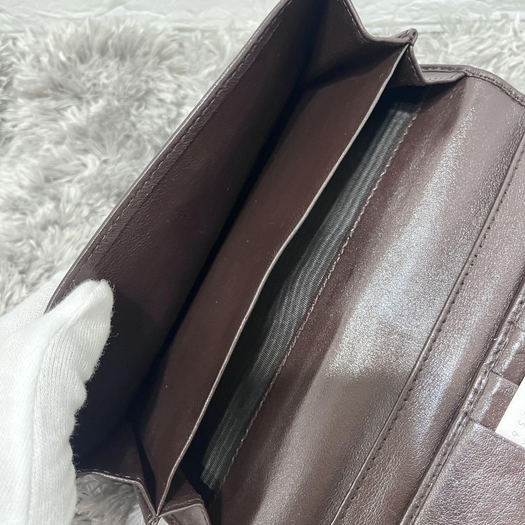 良品✨GUCCI シマ　長財布　インターロッキング　ダークブラウン　メンズ