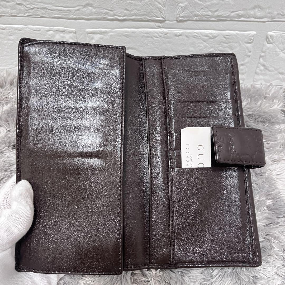 良品✨GUCCI シマ　長財布　インターロッキング　ダークブラウン　メンズ